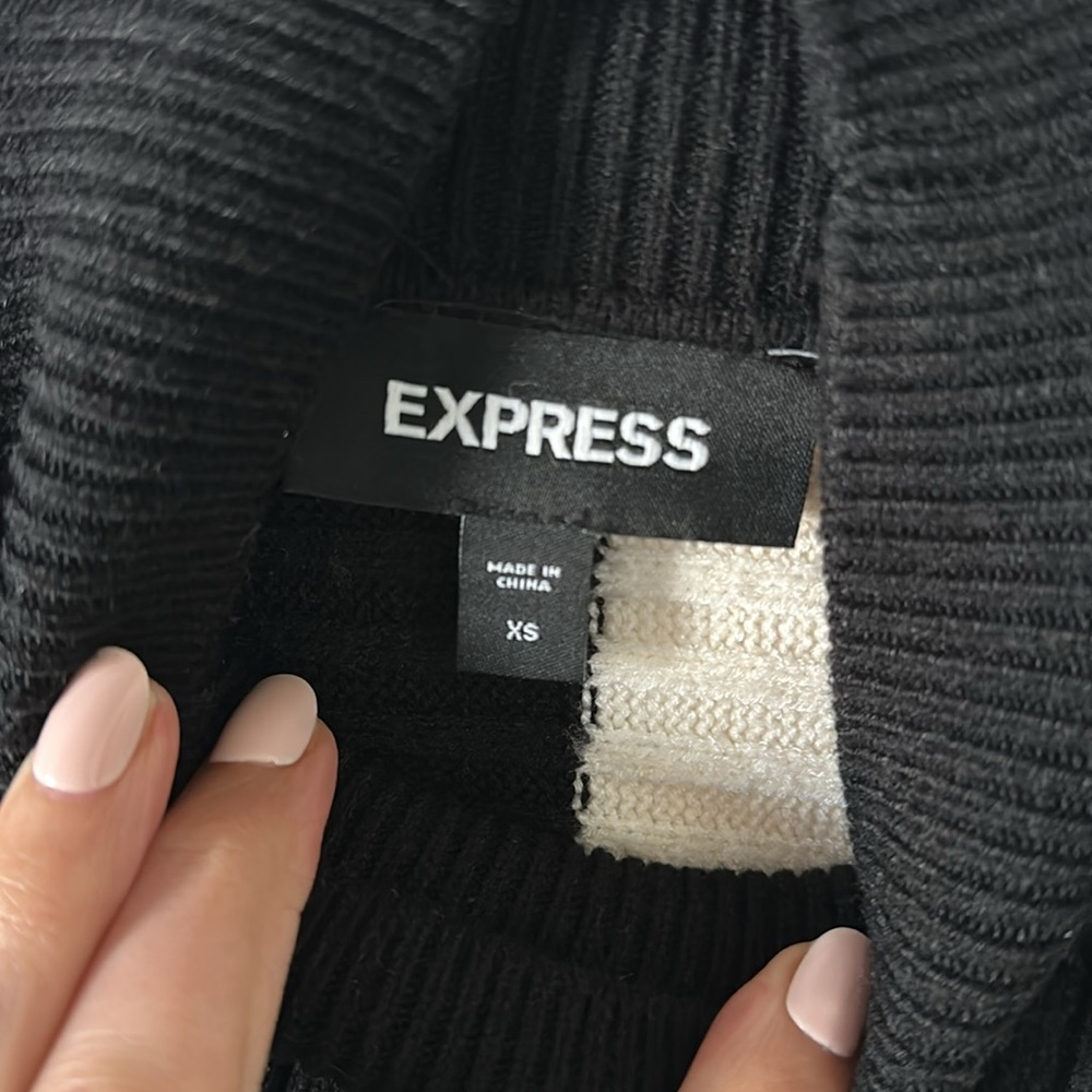 Express Color Block Wrap Front Mock Neck Sweater - image 5